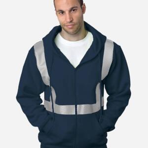 USA-Made Hi-Visibility Full-Zip Hooded Sweatshirt - Segmented Tape Miniaturansicht