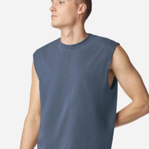 Unisex Heavyweight Cotton Garment-Dyed Mid-Length Muscle Tee Miniaturansicht
