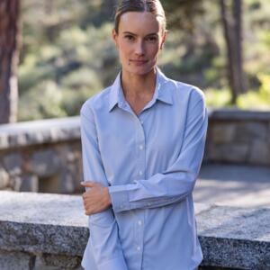 Cutter & Buck Skyline Recycled Pinstripe Womens Long Sleeve Spread Collar Dress Shirt Miniaturansicht