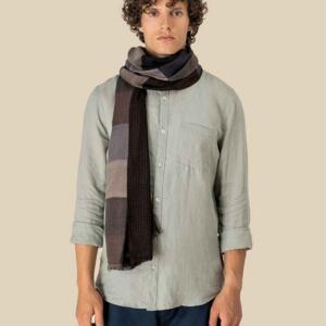 Spasso Brown Patchwork/Check Reversible Scarf Miniaturansicht