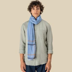 Spasso Blue Double Striped Scarf Miniaturansicht