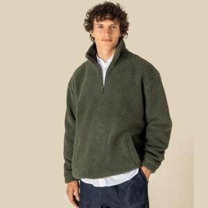 Spasso Unisex Sherpa Drop Shoulder 1/4 Zip Sweat Miniaturansicht