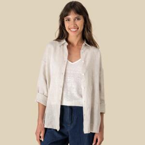 Spasso Ladies Long Sleeve Oversized Linen Shirt Miniaturansicht