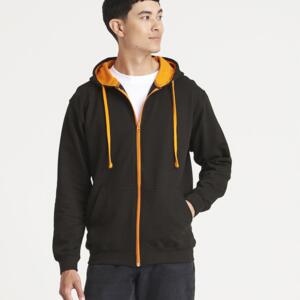 Sweat-Jacke mit farbig abgesetzter Kapuze JH053 Miniaturansicht