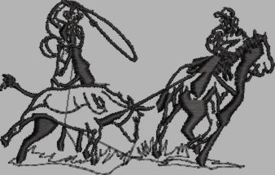 Cowboy 3 Schwarz Pferd mit Reiter