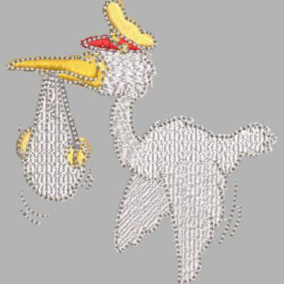 Storch mit Baby 75 x 80 mm Miniaturansicht