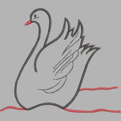 Schwan Schwarz 150 x 130 mm Miniaturansicht