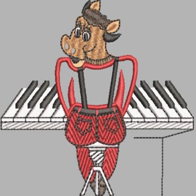 Kuh am Piano 110 x 110 mm Miniaturansicht