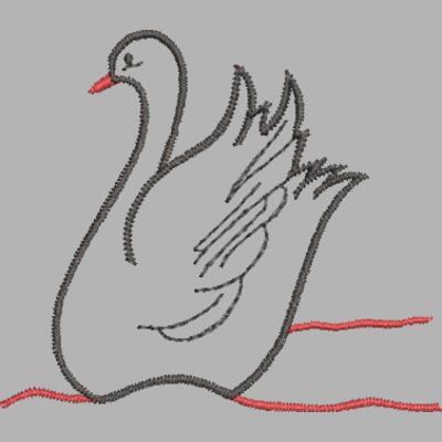 Schwan Schwarz 100 x 85 mm Miniaturansicht