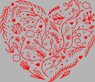 Vector Doodle Floral Heart 3