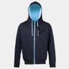 Sweat-Jacke mit farbig abgesetzter Kapuze JH053 Miniaturansicht