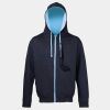 Sweat-Jacke mit farbig abgesetzter Kapuze JH053 Miniaturansicht