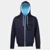 Sweat-Jacke mit farbig abgesetzter Kapuze JH053 Miniaturansicht