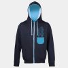 Sweat-Jacke mit farbig abgesetzter Kapuze JH053 Miniaturansicht