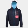 Sweat-Jacke mit farbig abgesetzter Kapuze JH053 Miniaturansicht