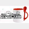 Keramiktasse mit Löffel 11oz, DURAGLAZE Miniaturansicht