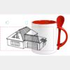 Keramiktasse mit Löffel 11oz, DURAGLAZE Miniaturansicht