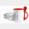 Keramiktasse mit Löffel 11oz, DURAGLAZE Miniaturansicht