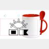 Keramiktasse mit Löffel 11oz, DURAGLAZE Miniaturansicht
