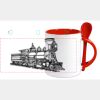 Keramiktasse mit Löffel 11oz, DURAGLAZE Miniaturansicht
