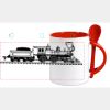 Keramiktasse mit Löffel 11oz, DURAGLAZE Miniaturansicht